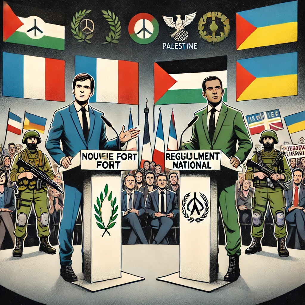 'image qui illustre le débat politique entre le Nouveau Front populaire et le Rassemblement national.