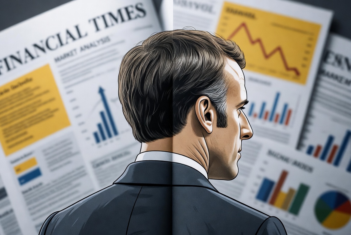Silhouette d'Emmanuel Macron devant un mur de chiffres flous, documents financiers, schémas incomplets, zones d’ombre.\ Ambiance sérieuse, enquête politique.\ Jeux de lumière contrastés : un visage à moitié éclairé, moitié dans l’ombre.\ Couleurs : bleu nuit, rouge, blanc — rappel discret de la République sans effet drapeau.\ Style : photo-réaliste, grain léger, esthétique presse d’investigation (The Economist, Le Monde, Time).\ Texte en surimpression  : “Macron, l’argent